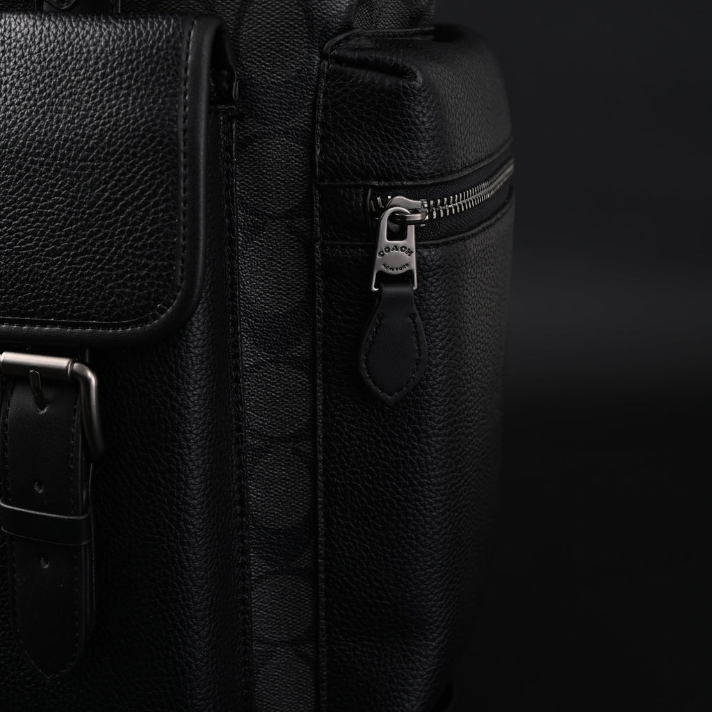 Coach Men’s Leather Backpack – Black Signature Canvas