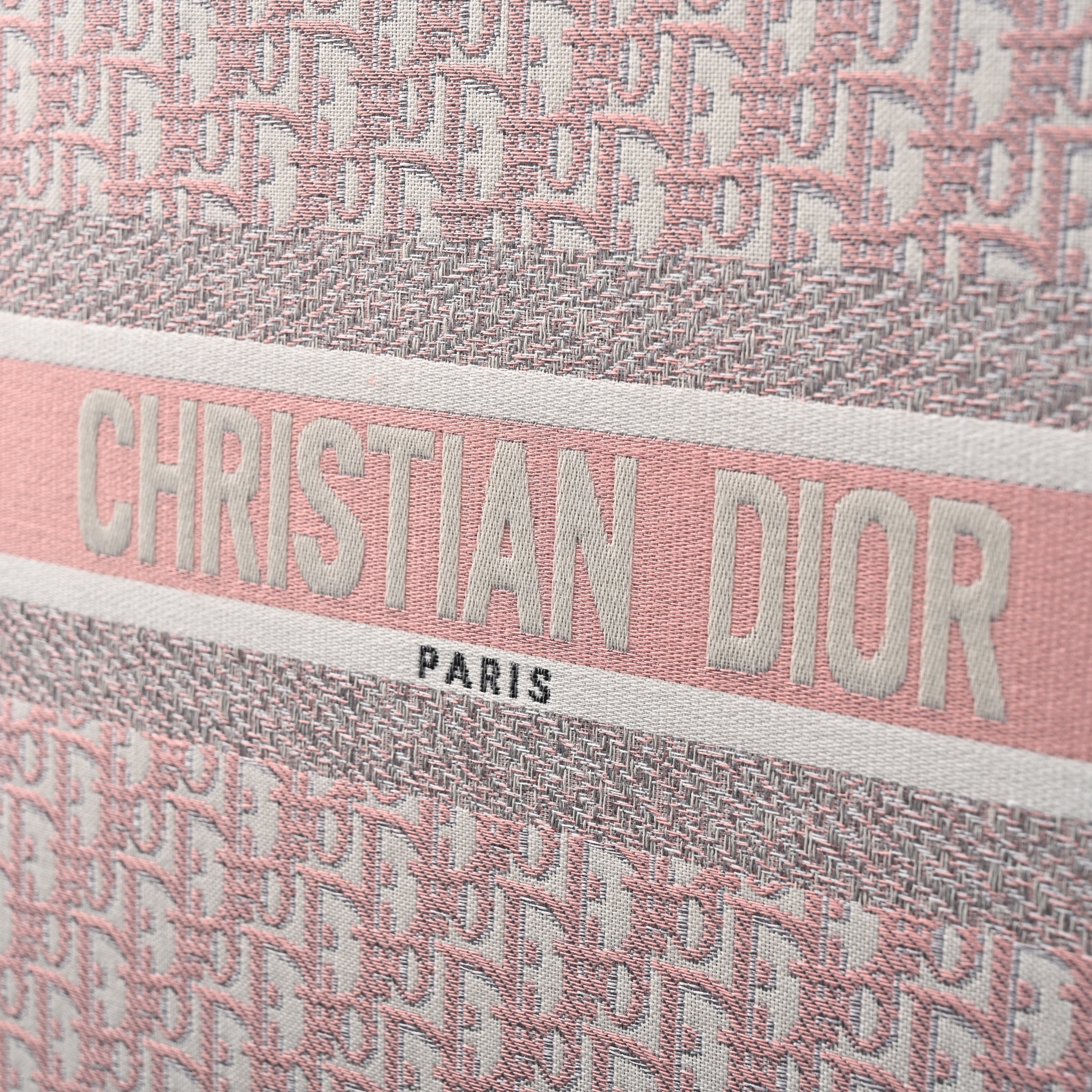 Dior Book Tote Oblique Embroidered Canvas Bag – Large Pink