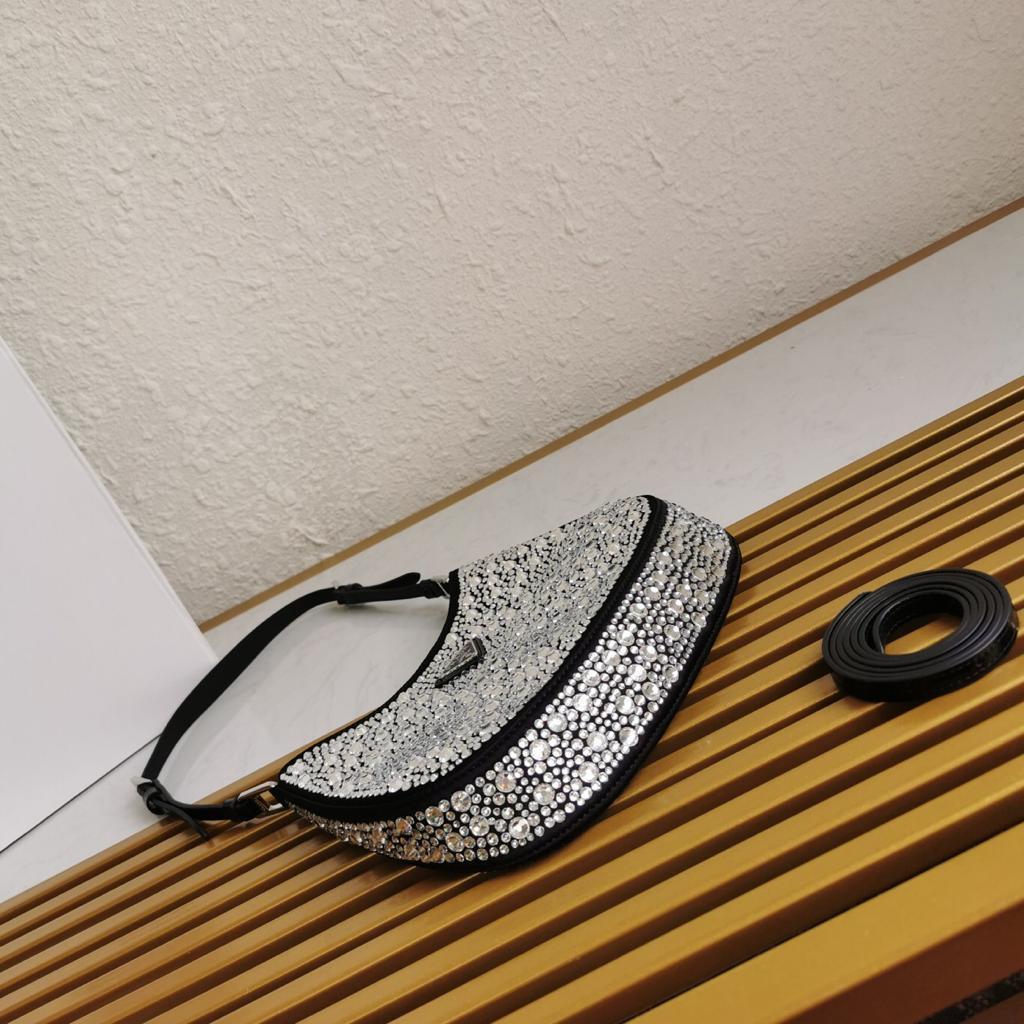 Prada Cleo Satin Bag with Crystals